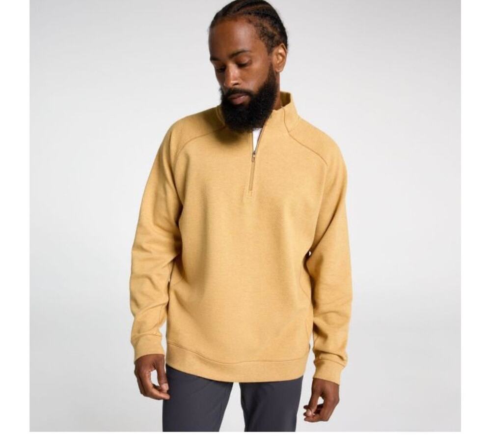 VRST 1/4 Zip Sweatshirt Men's Recharge Pebble Fleece Yellow Gold NWT Pullover L